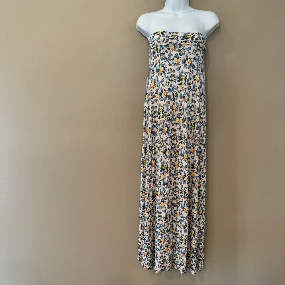 Y2K Fold Over Maxi Dress/Skirt Floral Sz S Lightweight Jersey Romantic‎ Cottage